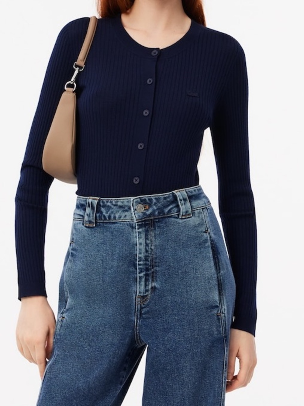 Lacoste Women's Merino Wool 3D Knit Cardigan